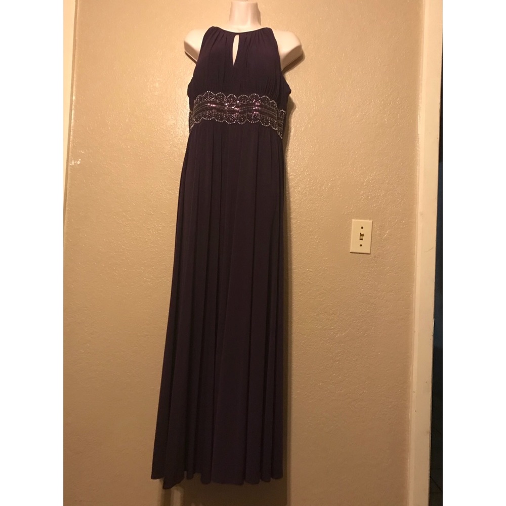 R&M Richards Halter Tie Dress with Waist Beading